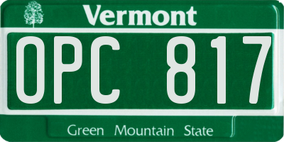 VT license plate OPC817