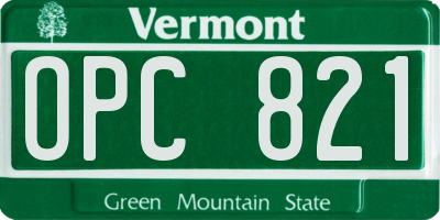 VT license plate OPC821