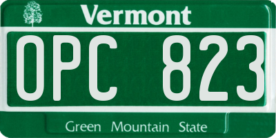 VT license plate OPC823