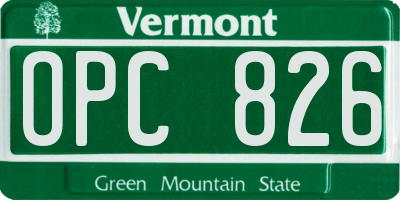 VT license plate OPC826