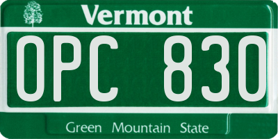 VT license plate OPC830