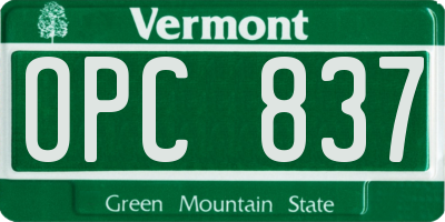 VT license plate OPC837