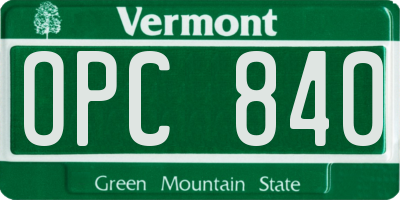VT license plate OPC840