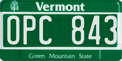 VT license plate OPC843