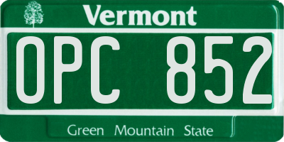 VT license plate OPC852