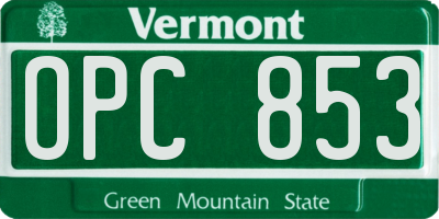 VT license plate OPC853