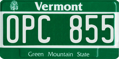 VT license plate OPC855
