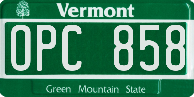 VT license plate OPC858