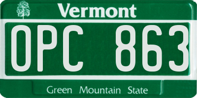 VT license plate OPC863