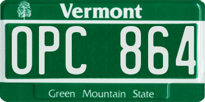 VT license plate OPC864