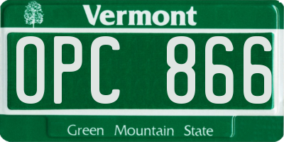 VT license plate OPC866