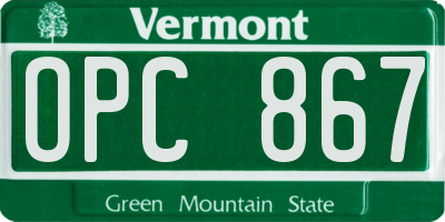 VT license plate OPC867