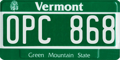 VT license plate OPC868