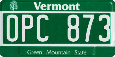 VT license plate OPC873