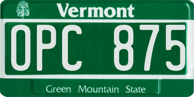 VT license plate OPC875
