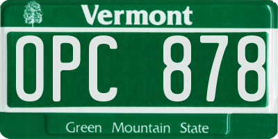 VT license plate OPC878