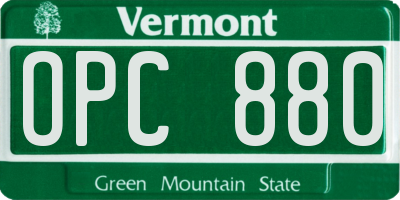 VT license plate OPC880