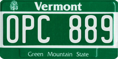 VT license plate OPC889