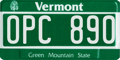 VT license plate OPC890