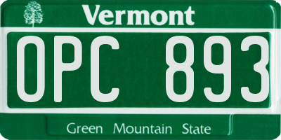 VT license plate OPC893