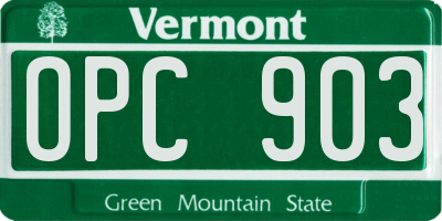 VT license plate OPC903