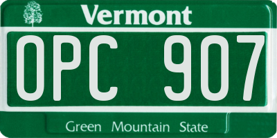 VT license plate OPC907