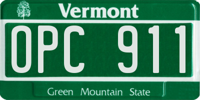 VT license plate OPC911