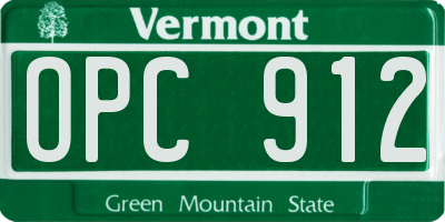VT license plate OPC912
