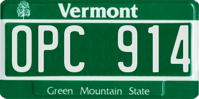 VT license plate OPC914