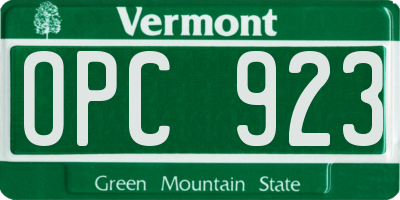 VT license plate OPC923