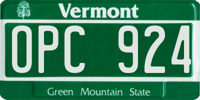 VT license plate OPC924