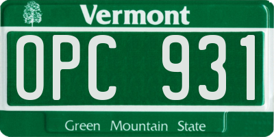 VT license plate OPC931