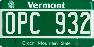 VT license plate OPC932