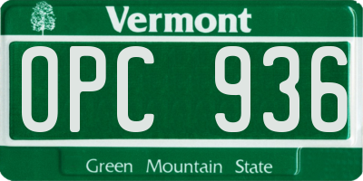 VT license plate OPC936