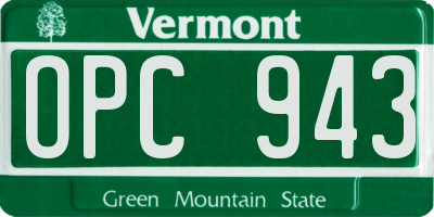 VT license plate OPC943