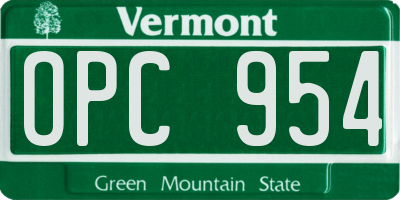 VT license plate OPC954