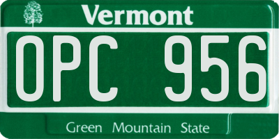 VT license plate OPC956