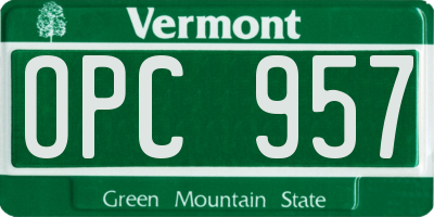 VT license plate OPC957