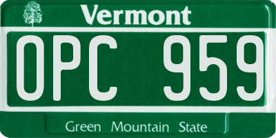 VT license plate OPC959