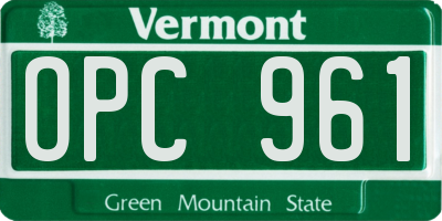 VT license plate OPC961