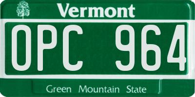VT license plate OPC964