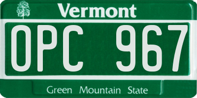 VT license plate OPC967