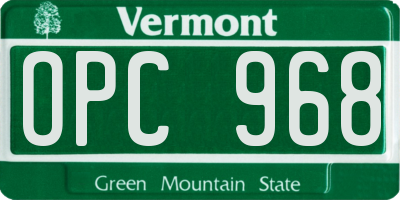 VT license plate OPC968