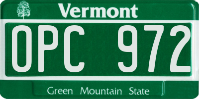 VT license plate OPC972