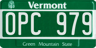 VT license plate OPC979