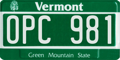 VT license plate OPC981