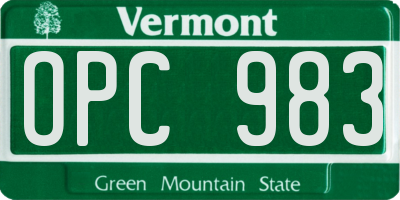 VT license plate OPC983