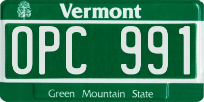 VT license plate OPC991