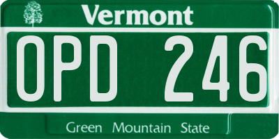 VT license plate OPD246