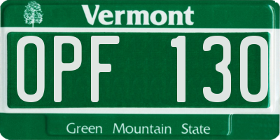 VT license plate OPF130
